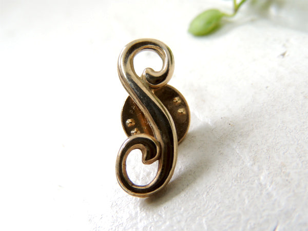 【S・英文字】アンティーク・ちいさなピンバッジ・ピンズ・シルバーゴールド色