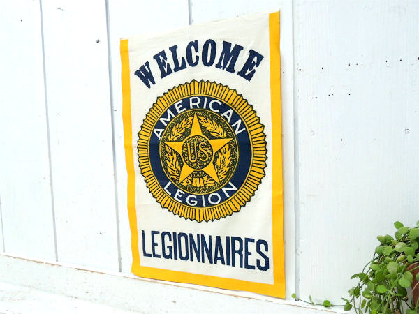 US  ウエルカムサイン 看板  米国在郷軍人団・ビンテージ・バナー・フラッグ・旗・ミリタリー