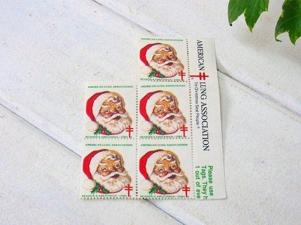 サンタ柄・80’sヴィンテージ・クリスマスシール・5枚セット/切手　USA