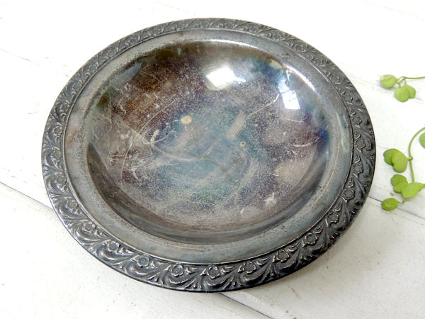 WM ROGERS 小花柄 シルバー・アンティーク キャンディプレート アフタヌーンティートレイ