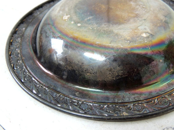 WM ROGERS 小花柄 シルバー・アンティーク キャンディプレート アフタヌーンティートレイ