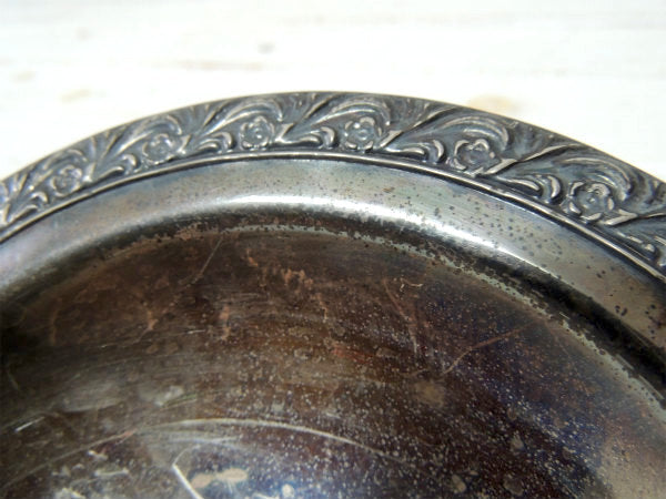 WM ROGERS 小花柄 シルバー・アンティーク キャンディプレート アフタヌーンティートレイ