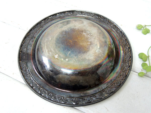 WM ROGERS 小花柄 シルバー・アンティーク キャンディプレート アフタヌーンティートレイ