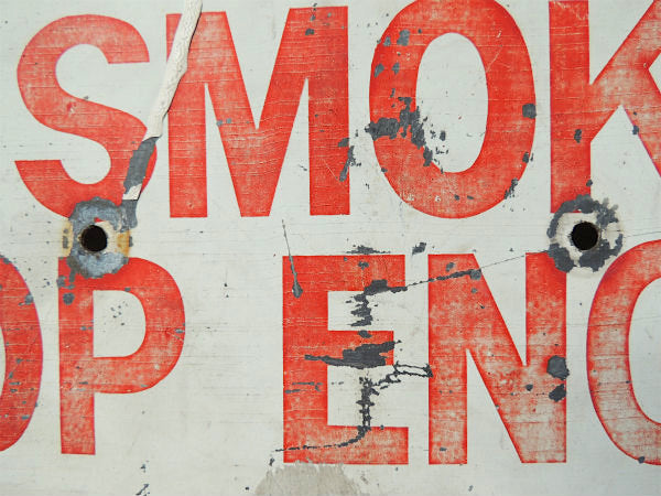 NO SMOKING・STOP ENGIN 禁煙 ストップエンジン ビンテージ・サイン・ブリキ製・看板・モーター系