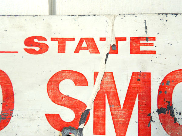 NO SMOKING・STOP ENGIN 禁煙 ストップエンジン ビンテージ・サイン・ブリキ製・看板・モーター系