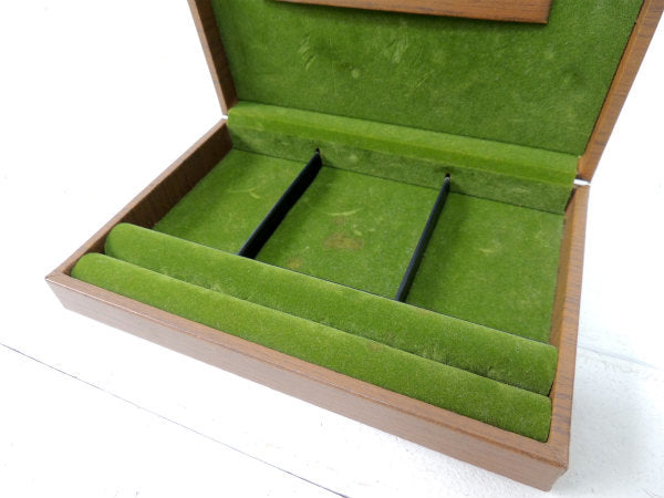 【SWANK:スワンク】ウッド柄とグリーンの小さなアンティーク・ジュエリーボックス(宝石箱)