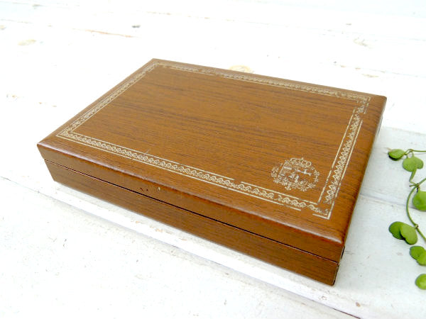 【SWANK:スワンク】ウッド柄とグリーンの小さなアンティーク・ジュエリーボックス(宝石箱)