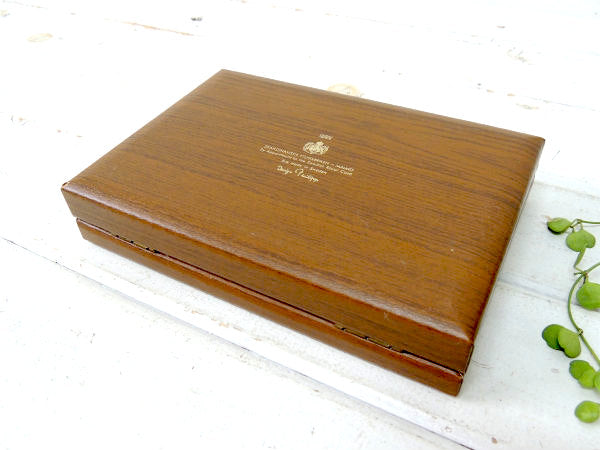 【SWANK:スワンク】ウッド柄とグリーンの小さなアンティーク・ジュエリーボックス(宝石箱)