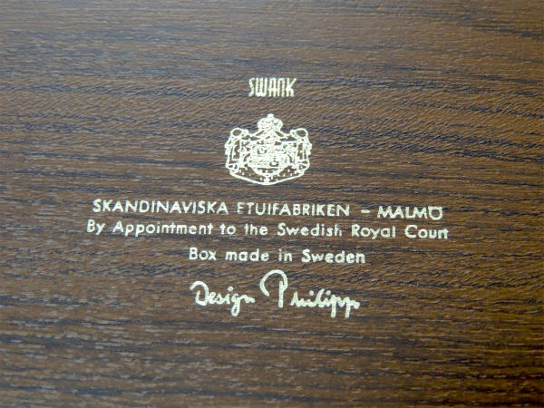 【SWANK:スワンク】ウッド柄とグリーンの小さなアンティーク・ジュエリーボックス(宝石箱)