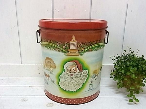 クリスマス　大きなヴィンテージ・ティン缶　USA
