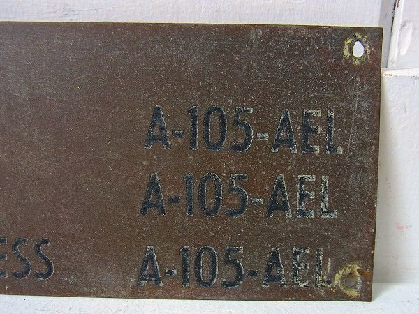 アメリカ海軍・真鍮製・40’sアンティーク・ルームサイン/船内プレート/案内標示プレート　USA
