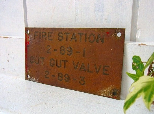 【FIRE STATION】アメリカ海軍・真鍮製・40’sアンティーク・船内プレート/標示プレート