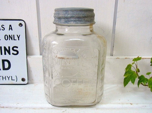【SUNSHINE COFFEE】コーヒー・アンティーク・ガラスジャー/ガラス容器/ビン　USA
