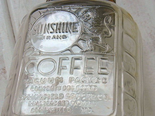 【SUNSHINE COFFEE】コーヒー・アンティーク・ガラスジャー/ガラス容器/ビン　USA