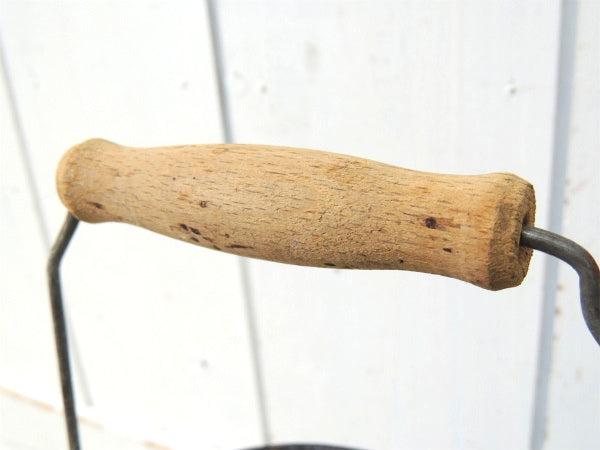 【ポーランド製】青色・木製ハンドル付き・アンティーク・ミルク缶/ミルクポット/POLAND