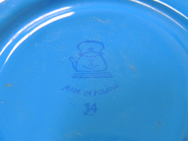 【ポーランド製】青色・木製ハンドル付き・アンティーク・ミルク缶/ミルクポット/POLAND