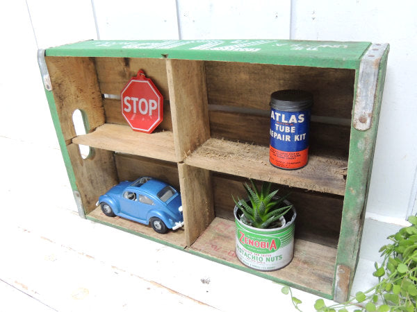 【7up】セブンアップ・ドリンク・緑色・仕切り付き・ヴィンテージ・木箱/ウッドボックス USA