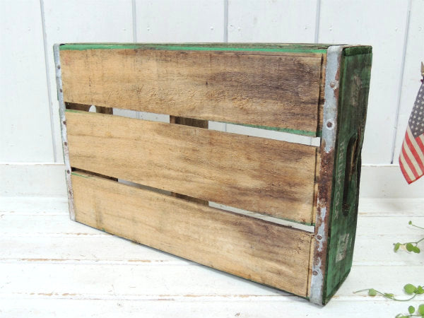 【7up】セブンアップ・ドリンク・緑色・仕切り付き・ヴィンテージ・木箱/ウッドボックス USA