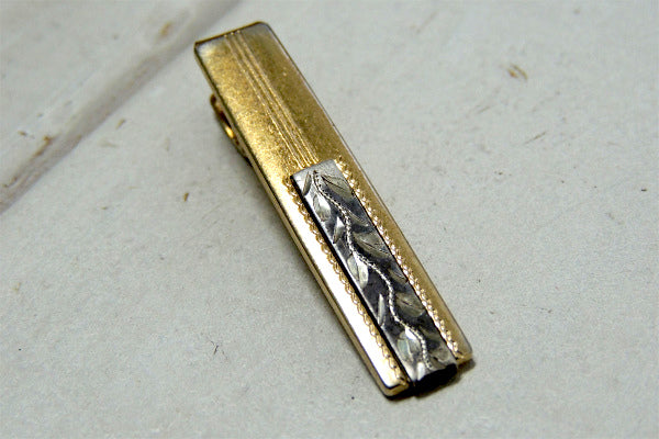 【Anson】ゴールド×シルバーの装飾・リーフ柄・シンプルなデザイン・タイピン・タイバー