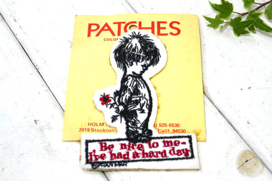 男の子 1970s〜 メッセージ付 アメリカンビンテージ 刺繍 ワッペン パッチ 西海岸