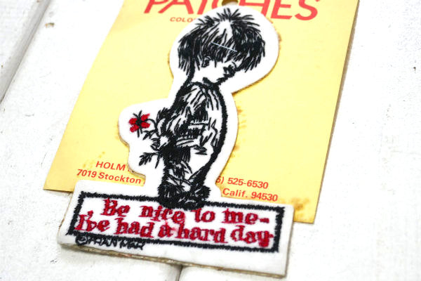 男の子 1970s〜 メッセージ付 アメリカンビンテージ 刺繍 ワッペン パッチ 西海岸
