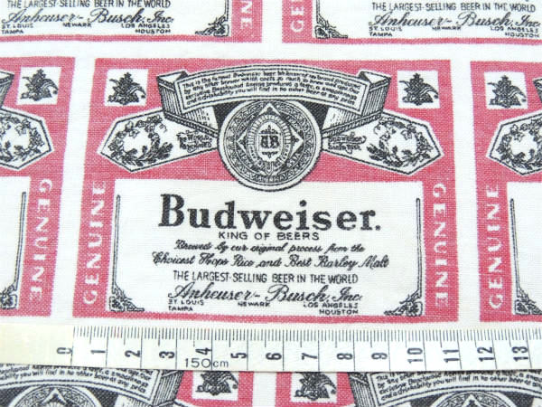 【Budweiser】バドワイザー・コットン製・ヴィンテージ・ファブリック/生地 USA
