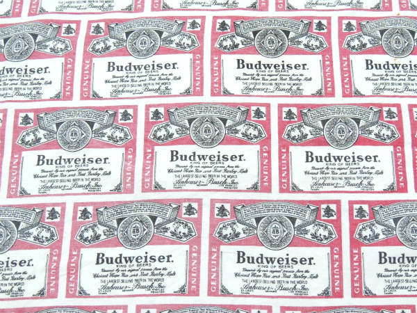 【Budweiser】バドワイザー・コットン製・ヴィンテージ・ファブリック/生地 USA