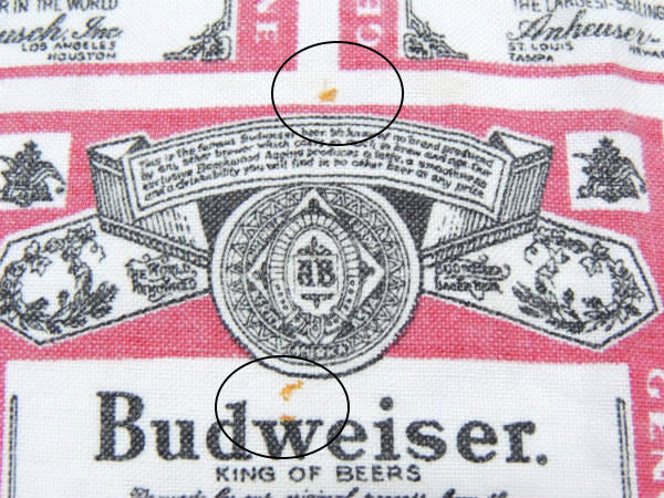 【Budweiser】バドワイザー・コットン製・ヴィンテージ・ファブリック/生地 USA