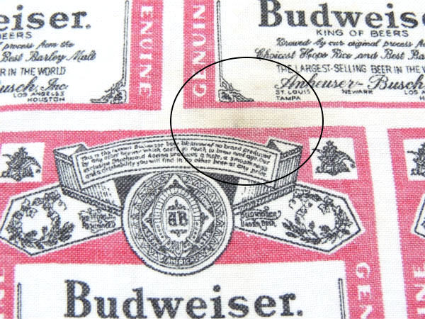 【Budweiser】バドワイザー・コットン製・ヴィンテージ・ファブリック/生地 USA