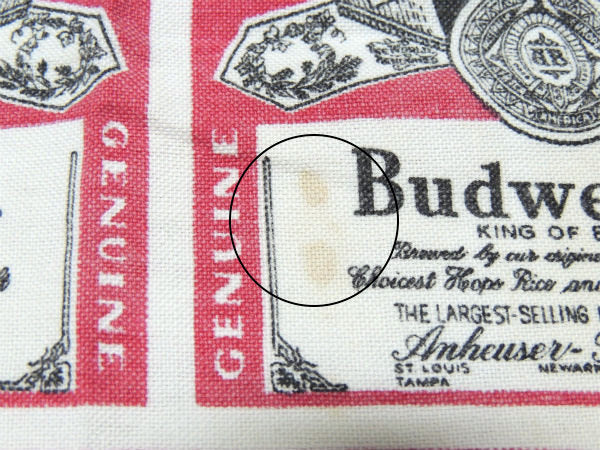【Budweiser】バドワイザー・コットン製・ヴィンテージ・ファブリック/生地 USA