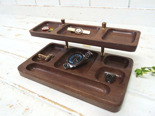 SWANK スワンク ミッドセンチュリー 木製 ビンテージ バレットトレイ アクセサリー棚 宝石箱