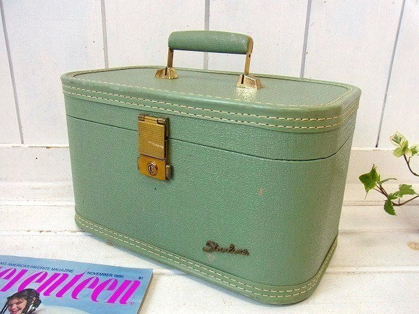 【Starline】ミントグリーン色・ヴィンテージ・メイクボックス/コスメボックス USA