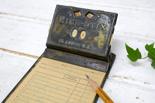 RICE STIX カレンダー付き・メタル製・ノベルティ・アンティーク・バインダー・クリップ