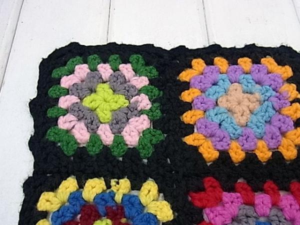 ハンドメイド　モチーフ編み・アンティーク・ニット・ブランケット USA