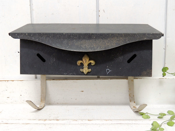 USA!ユリの紋章モチーフ&新聞受け付き・横型・ヴィンテージ・メールボックス/郵便受け/ポスト