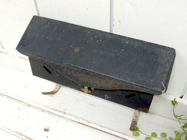 USA!ユリの紋章モチーフ&新聞受け付き・横型・ヴィンテージ・メールボックス/郵便受け/ポスト