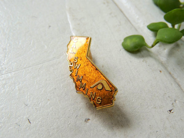 カリフォルニア州 地図 CAL.SWIMMING 水泳 ヴィンテージ・ブローチ・アクセサリー・1950's~