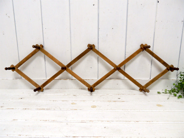 ノスタルジック・古い木製の伸縮式・アンティーク・ハットラック/コートフック USA