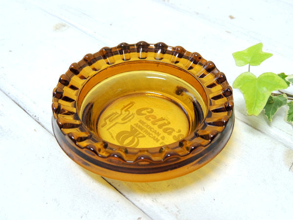 【MEXICAN&AMERICAN】レストラン・アンバーガラス製・ヴィンテージ・灰皿 ・アシュトレイ