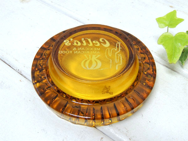 【MEXICAN&AMERICAN】レストラン・アンバーガラス製・ヴィンテージ・灰皿 ・アシュトレイ