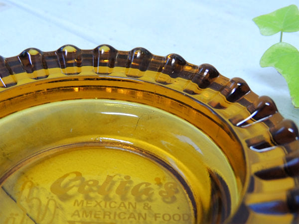 【MEXICAN&AMERICAN】レストラン・アンバーガラス製・ヴィンテージ・灰皿 ・アシュトレイ