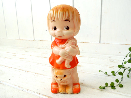 【J.L FRESCOTT CO.・1968】キュートなヴィンテージ・ラバードール・女の子・猫・人形