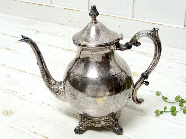 【F.B. ROGERS SILVER CO】シルバー製・アンティーク・ティーポット/ポット/銀食器