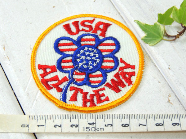 USA ALL THE WAY 花柄 カラフルポップ 70's ヴィンテージ 刺繍 ワッペン
