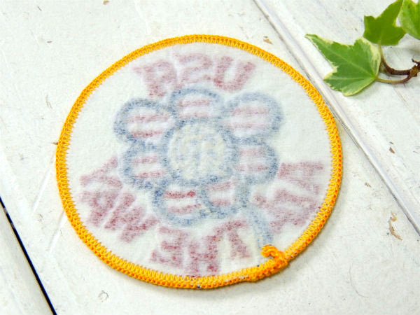 USA ALL THE WAY 花柄 カラフルポップ 70's ヴィンテージ 刺繍 ワッペン