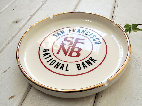 SFNB サンフランシスコ・ナショナルバンク 陶器製・アドバタイジング・ヴィンテージ・灰皿・USA