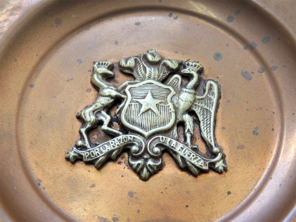 アンティーク オールド PORLARAZON LA FUERZA 銅 チリ細工装飾 プレート トレイ