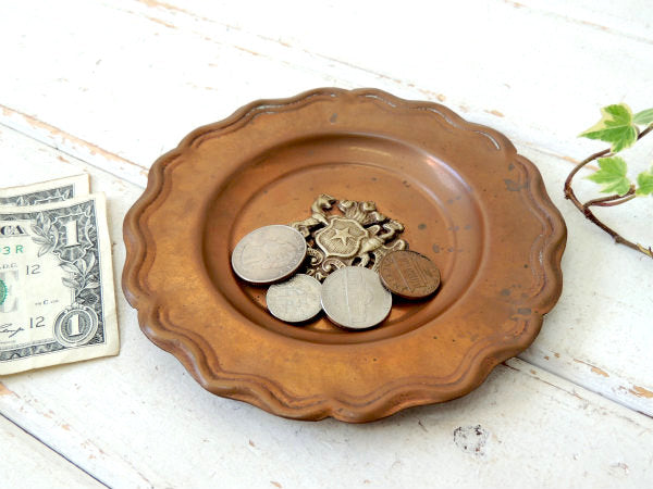 アンティーク オールド PORLARAZON LA FUERZA 銅 チリ細工装飾 プレート トレイ