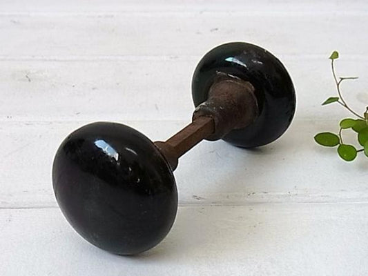 黒 ガラス・ブラック 硝子1920~30's・アンティーク・ドアノブ・USA 住宅建材・店舗・DIY