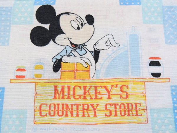【ミッキー&フレンズ】カントリーストア柄・フランネル素材・ヴィンテージ・USEDピロケース/枕カバー